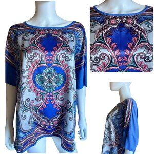 Westbound Woman Bluescarf Paisley Top Plus Size 2X NWT